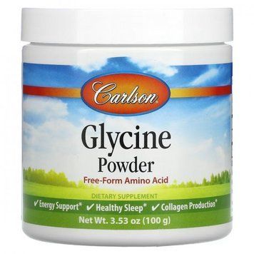 Carlson Labs Glycine Powder Безкоштовна форма Amino Acid Гліцин у порошку вільна форма амінокислоти 100 гр 1117582 фото