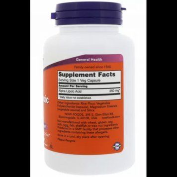 NOW Foods Alpha Lipoic Acid 250 mg 60 cap 520628 фото