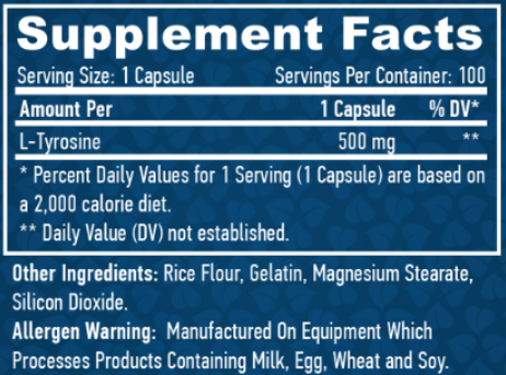 Haya Labs L-Tyrosine 500mg 100 caps / 100 servings 1030931 фото Haya Labs L-Tyrosine 500mg 100 caps / 100 servings 1030931 фото