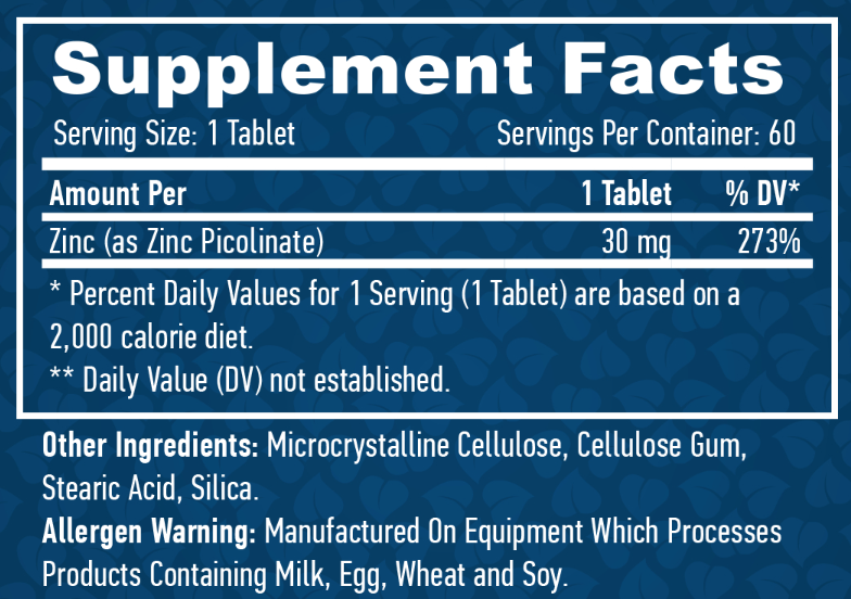 Haya Labs Zinc Picolinate 30 мг Цинк Піколінат 60 таблеток 1081010 фото