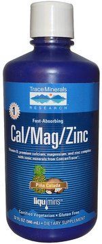 Trace Minerals Research, Cal/Mag/Zinc, Pi&ntilde;a Colada, 32 fl oz (946 ml) (TMR-00044) 682219 фото