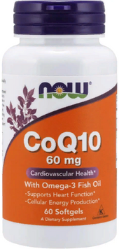 Now Foods CoQ10 with Omega-3 Fish Oil Коензим Q10 і Омега 3 60 гелевих капсул 827415 фото