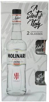 Ликер Самбука Molinari Extra 40% 0.7 л + 2 рюмки (8002095700003) 1345838 фото