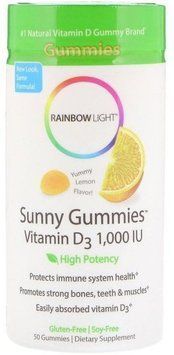 Rainbow Light Vitamin D3 Sunny Gummies 1000 МЕ Витамин Д3 вкус лимона 50 жевательных конфет 893756 фото