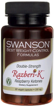 Swanson Double Strength Razberi-K Raspberry Ketones, 200 mg, 60 Veggie Capsules (SWA-04076) 661693 фото