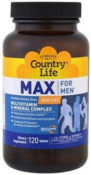 Country Life Max for Men Iron-Free 120 tabs Мультівітаміни і мінерали для чоловіків 488805 фото