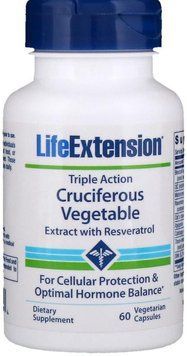 Life Extension Triple Action Cruciferous Vegetable Extract with Resveratrol 60 Veg Caps Растительный экстракт с ресвератролом 535122 фото