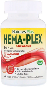 Nature's Plus, Hema-Plex, Mixed Berry, 60 Chewables (NAP-03768) 605646 фото
