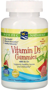 Nordic Naturals Vitamin D3 Gummies Kids Вітамін D3 для дітей зі смаком кавуна 120 жувальних цукерок 799898 фото