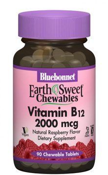 Bluebonnet Nutrition Earth Sweet Chewables Vitamin В12 2000 mcg 90 chewable tabs Raspberry 489395 фото