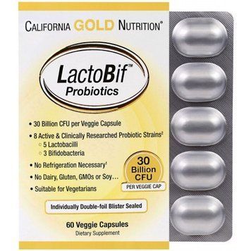 California Gold Nutrition, LactoBif Probiotics, 30 Billion CFU, 60 Veggie Capsules (CGN00965) 643102 фото