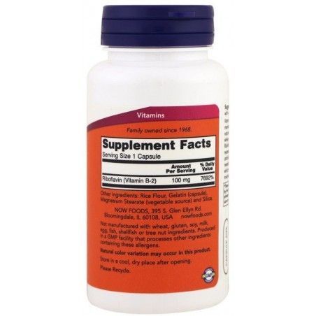 NOW Foods Vitamin B-2 /Riboflavin/ 100 mg Capsules 100 caps 416710 фото