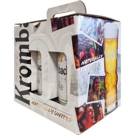 Подарочный набор пива Футбол Krombacher Pils 4.8% 5х0.5 л + бокал 0.2 л (4008287958201) 1315265 фото