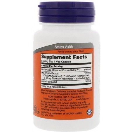 NOW Foods GLUTATHIONE 500 mg 30 VCAPS Глутатіон 520674 фото