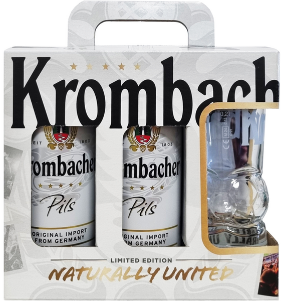 Подарочный набор пива Футбол Krombacher Pils 4.8% 5х0.5 л + бокал 0.2 л (4008287958201) 1315265 фото