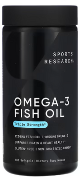 Sports Research Omega-3 Fish oil Рыбий жир с омега-3 тройной силы 180 мягких капсул 1185961 фото