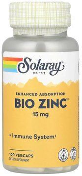 Solaray Bio Zinc 15mg - 100 Veg Capsules 1452873 фото
