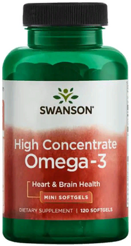 Swanson High Concentrate Omega-3, 120 Softgels (SWA-17095) 661695 фото