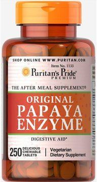 Puritan's Pride Papaya Enzyme 250 chewable tabs Травні ферменти папаїн (ензими папайї) 519246 фото