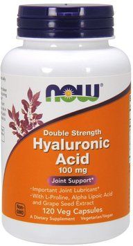 NOW Foods Hyaluronic Acid Double Strength 100 mg Veg Capsules 120 VCAPS Гіалуронова кислота 520679 фото