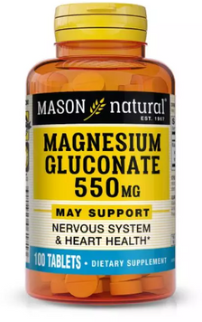 Mason Natural Magnesium Gluconate Глюконат магния 550 мг 100 таблеток 1118699 фото