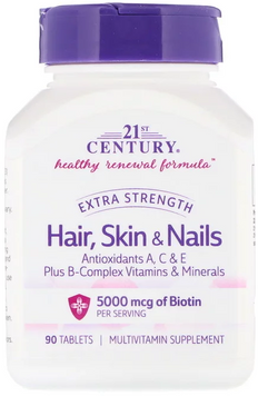 21st Century Hair, Skin & Nails Extra Strength 90 Tablets (CEN-27847) 575635 фото