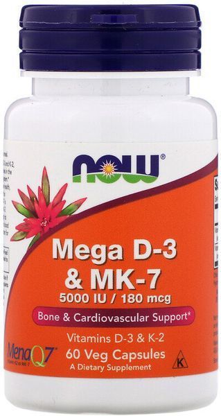 Now Foods Mega D-3 & MK-7 60 вегетарианских капсул (Мега Д3 мк7) 634644 фото