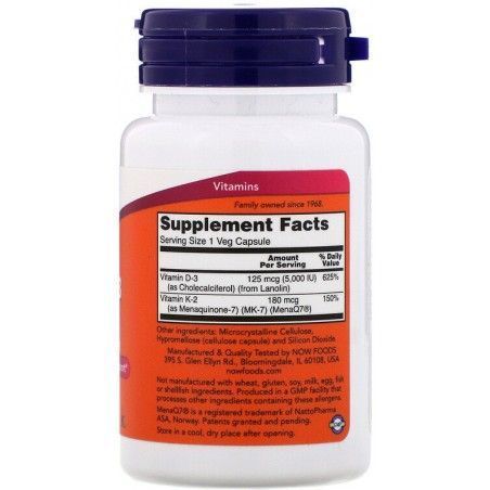 Now Foods Mega D-3 & MK-7 60 вегетарианских капсул (Мега Д3 мк7) 634644 фото