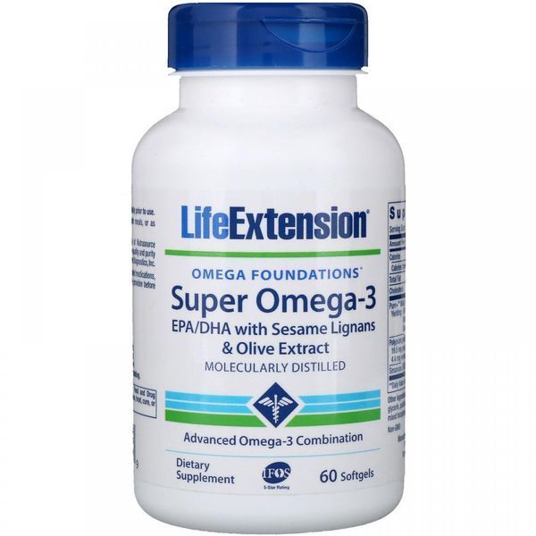 Life Extension Omega Foundations Super Omega-3 60 Softgels Супер Омега-3 534616 фото