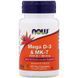Now Foods Mega D-3 & MK-7 60 вегетарианских капсул (Мега Д3 мк7) 634644 фото 1