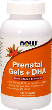 NOW Foods Prenatal Gels + DHA 180 caps (Вітаміни для вагітних з риб'ячим жиром) 442319 фото