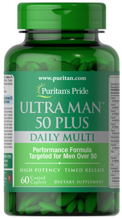 Puritan's Pride Ultra Man 50 Plus Мультівітаміни ультра для чоловіків 50 +, 60 капсул 837514 фото