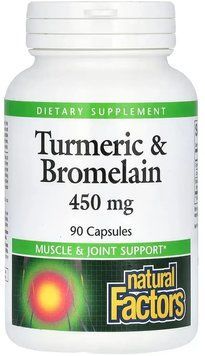 Natural Factors Turmeric & Bromelain 450mg - 90 Capsules 1455926 фото
