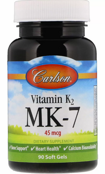 Carlson Labs Vitamin K2 MK-7 45 mcg Вітамін K2 MK-7 90 гелевих капсул 926584 фото