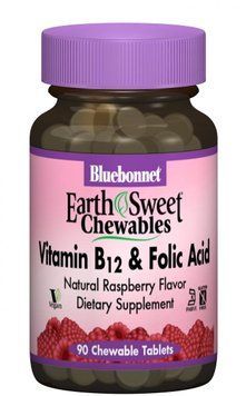 Bluebonnet Nutrition Earth Sweet Chewables Vitamin В12 & Folic Acid 90 chewable tabs Raspberry 489397 фото