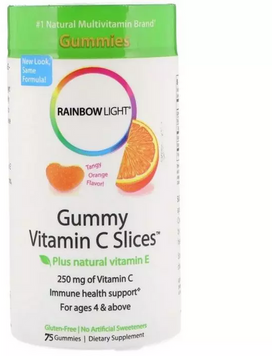 Rainbow Light Gummy Vitamin C Slices Витамин С со вкусом апельсина 75 жевательных конфет 893758 фото