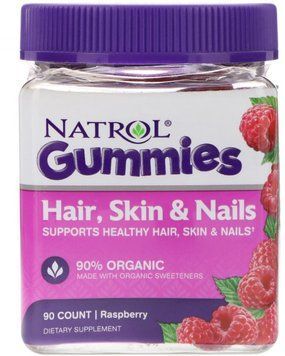 Natrol Gummies Hair Skin & Nails 90 Count Raspberry Жевательные конфеты для волос кожи и ногтей со вкусом малины 552401 фото