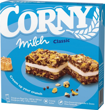 Упаковка злакових батончиків Corny з молочно-кремовою начинкою 4х30 г (4011800562212) 1299188 фото