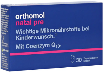 Orthomol Natal Pre Витаминный комплекс для подготовки к зачатию ребенка, во время беременности и кормления 30 капсул 1089654 фото